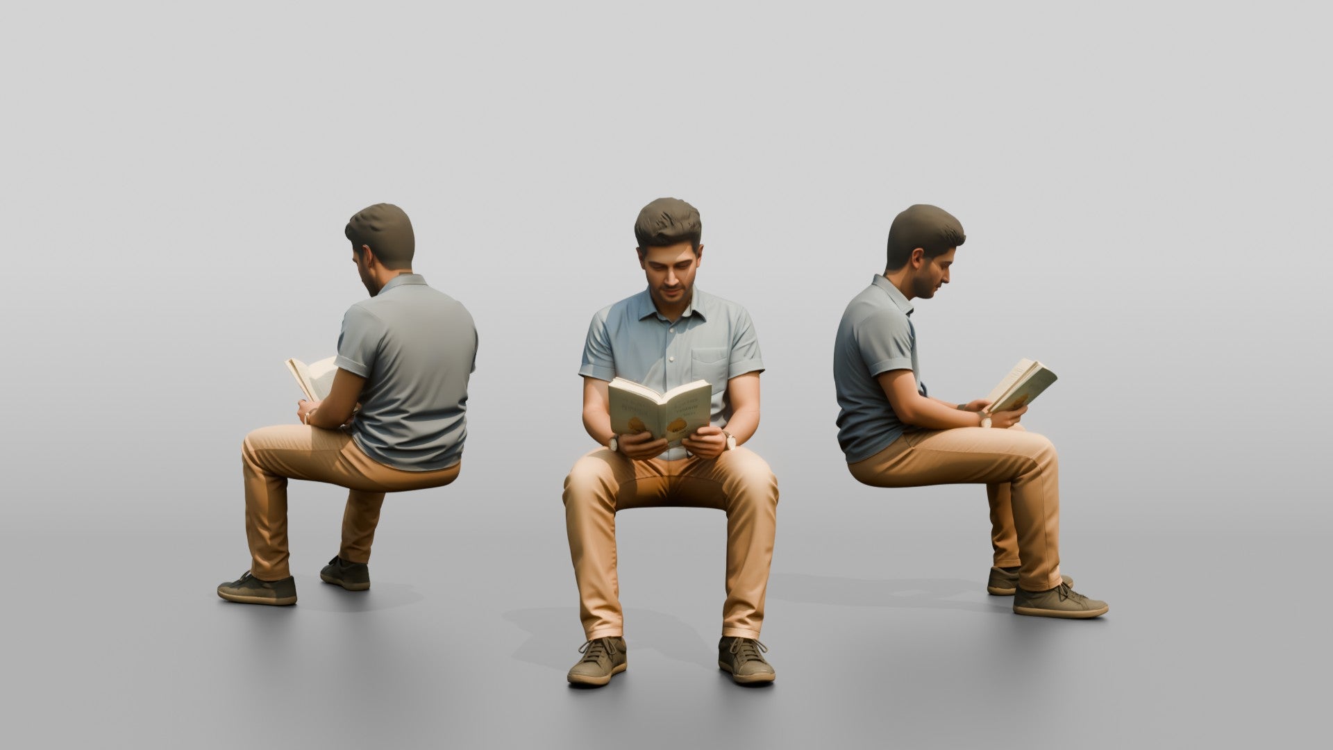 Young Syrian Man Reading on a Park Bench