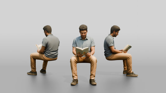 Young Syrian Man Reading on a Park Bench - 3D character model