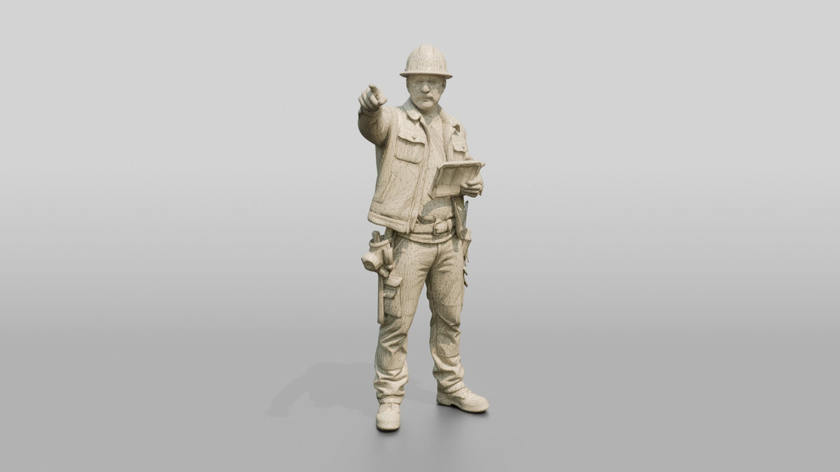 Construction Worker Man 80 - wireframe topology preview