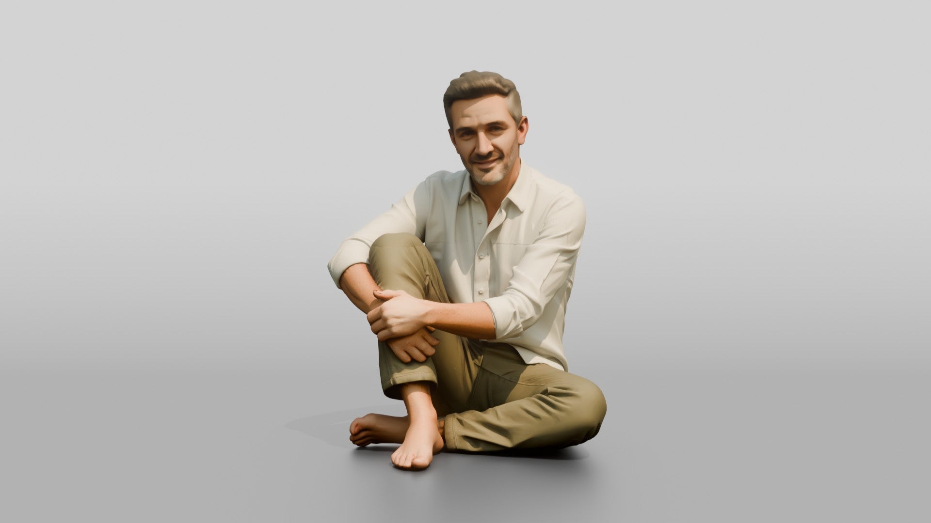 Man Seated Resting on His Knee