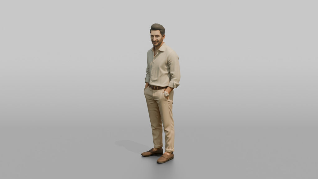 Middle Eastern Man in Linen Shirt and Chinos