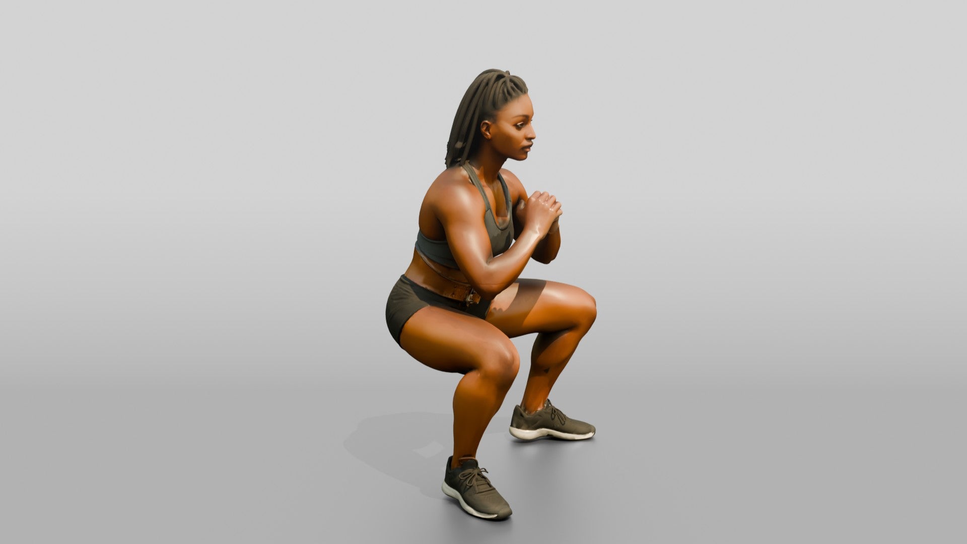 Woman in Squat with Sports Bra