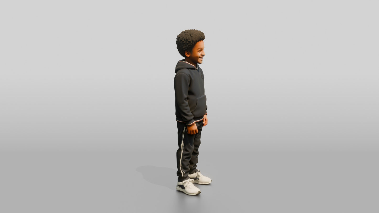 African-American Boy in Fleece Winter Tracksuit