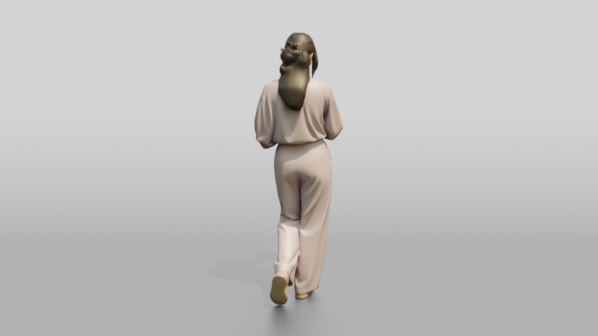 Pastel Blouse Woman Admiring Framed Art - 3D character model, view 3