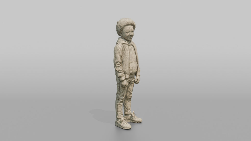 African Boy in Colorful Bomber Jacket and Sneakers
