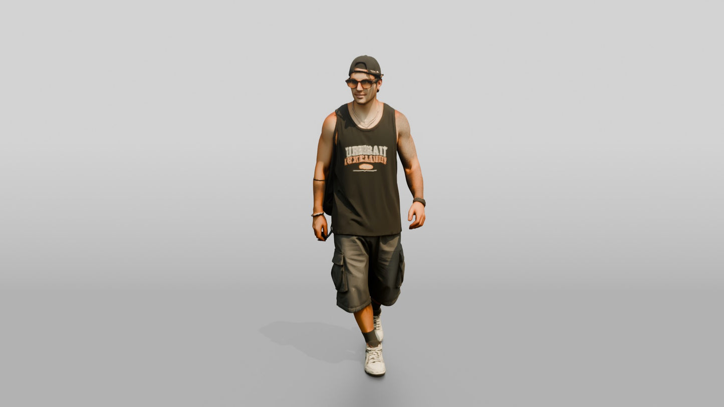 Multicultural Man Walking Casually on the Boardwalk