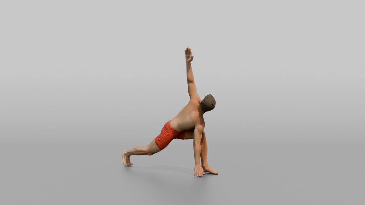 Bodyweight Athlete Man In A Low Lunge With A Twist - 3D character model, view 3