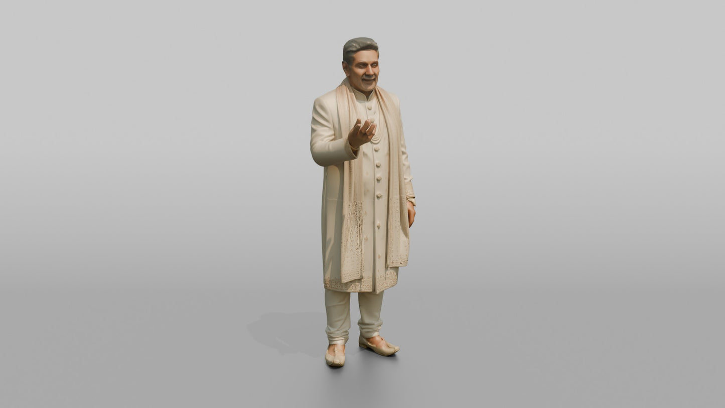 South Asian Groom in an Off-White Sherwani