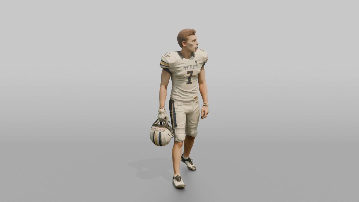 Placekicker Lining Up His Approach - 3D character model, view 2