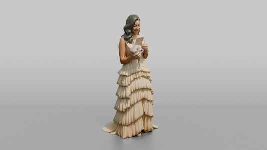 Wedding Guest Looking at a Polaroid Photo - 3D character model, view 1