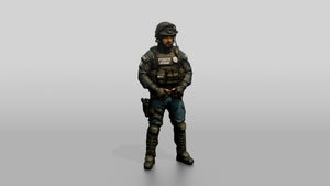 Riot Police Officers Standing in Gear - 3D character model, view 1