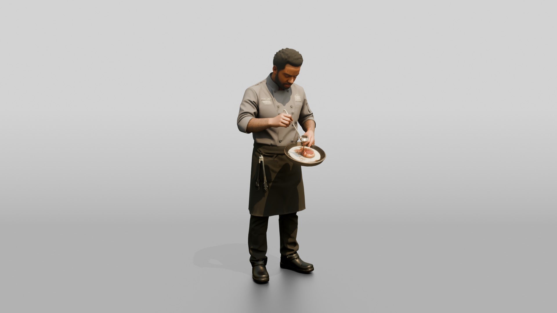 Sous Chef Saucing a Duck Breast