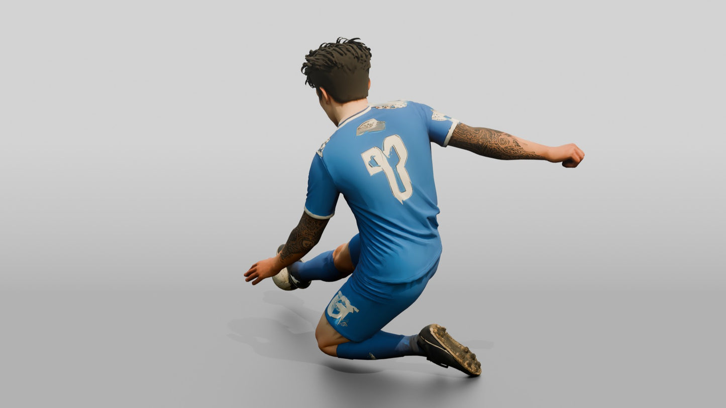 Soccer Player Executing a Sliding Tackle