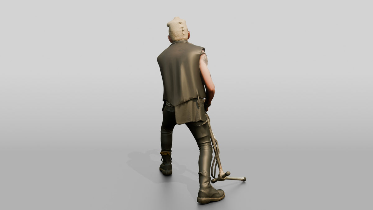 Punk Singer Screaming into Microphone - 3D character model, view 3