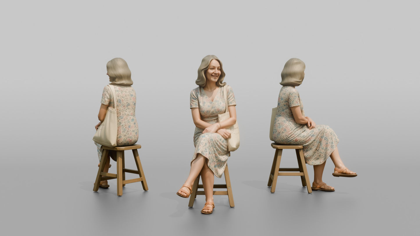 British Woman Seated in a Floral Summer Dress