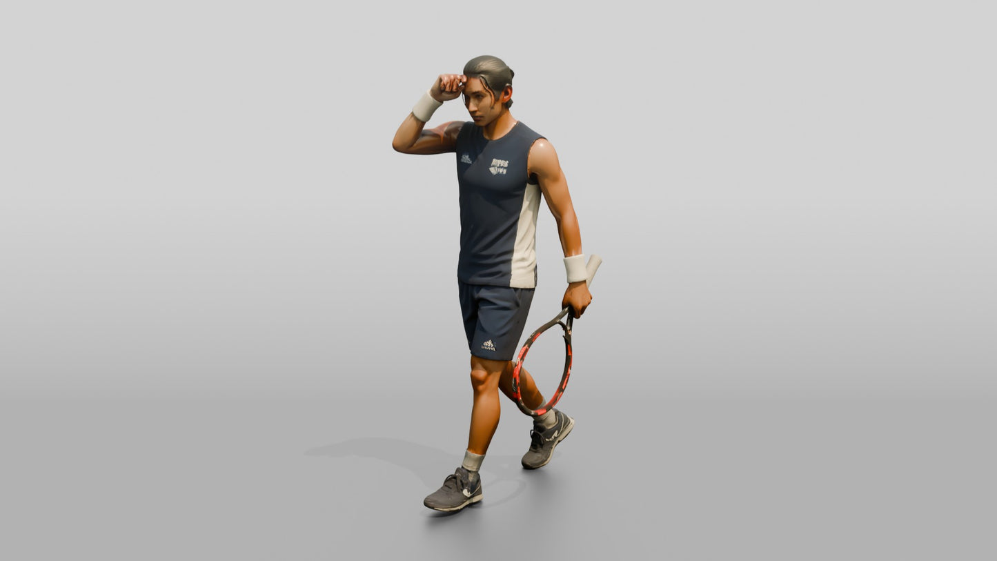 Male Tennis Player Wiping Sweat with a Wristband