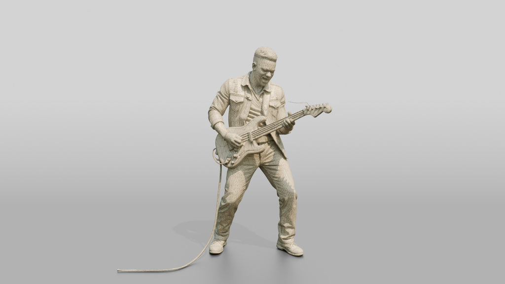 Blues Guitarist Bending an Electric Guitar String