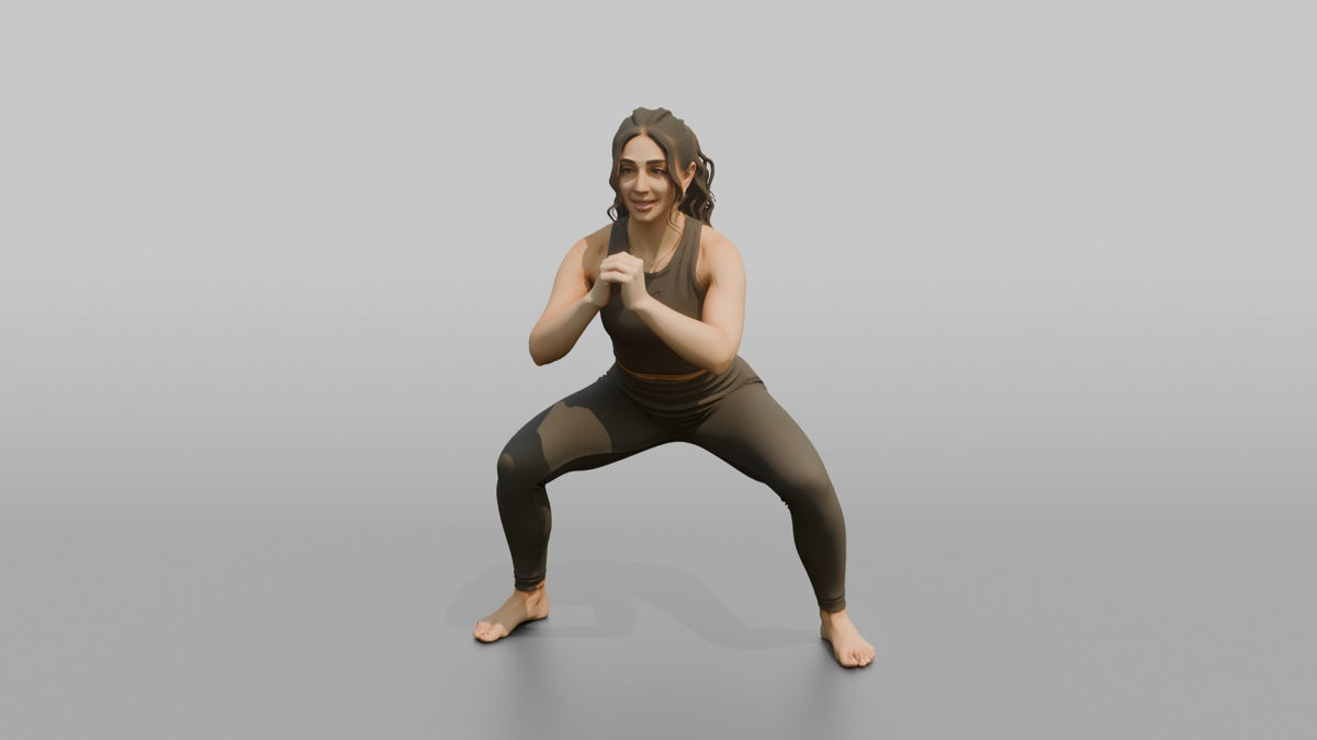 Fitness Influencer Woman Doing A Wide-stance Squat - 3D character model, view 4
