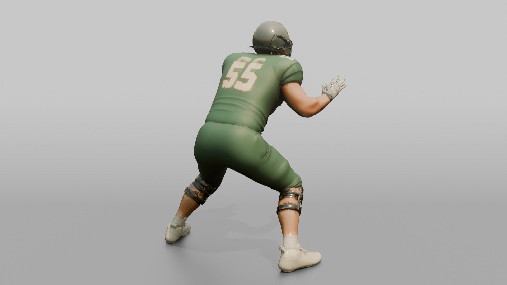 Offensive Lineman Setting His Feet in Protection