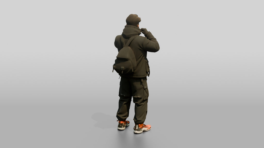 Techwear Man Pulling Up His Collar