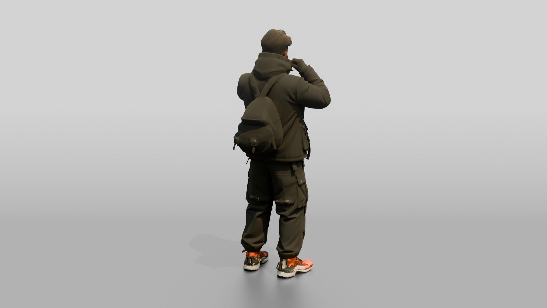 Techwear Man Pulling Up His Collar