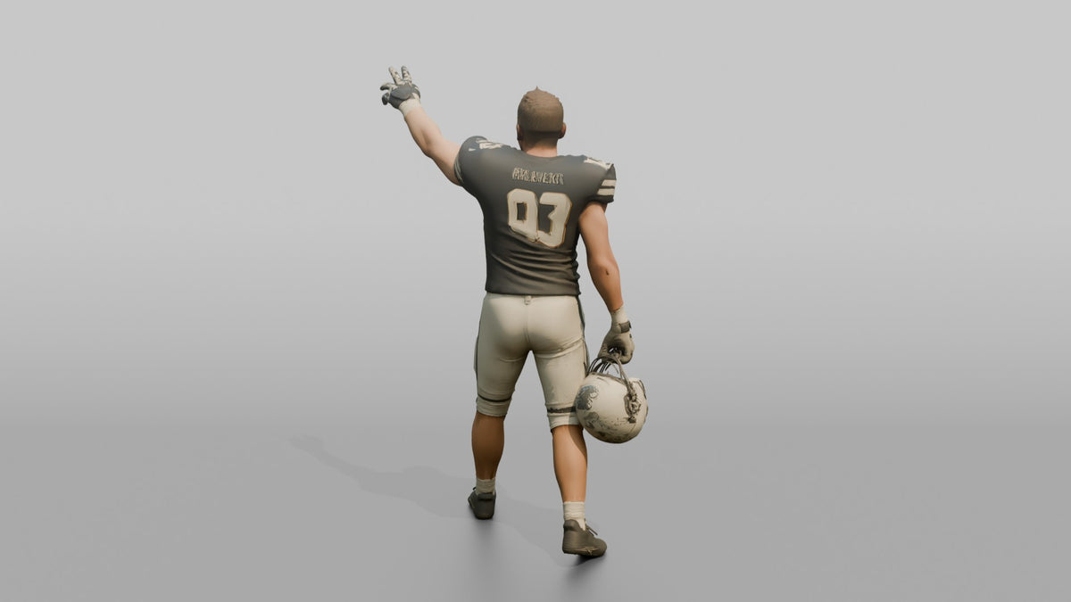 Linebacker Calling Out Defensive Signals - 3D character model, view 3
