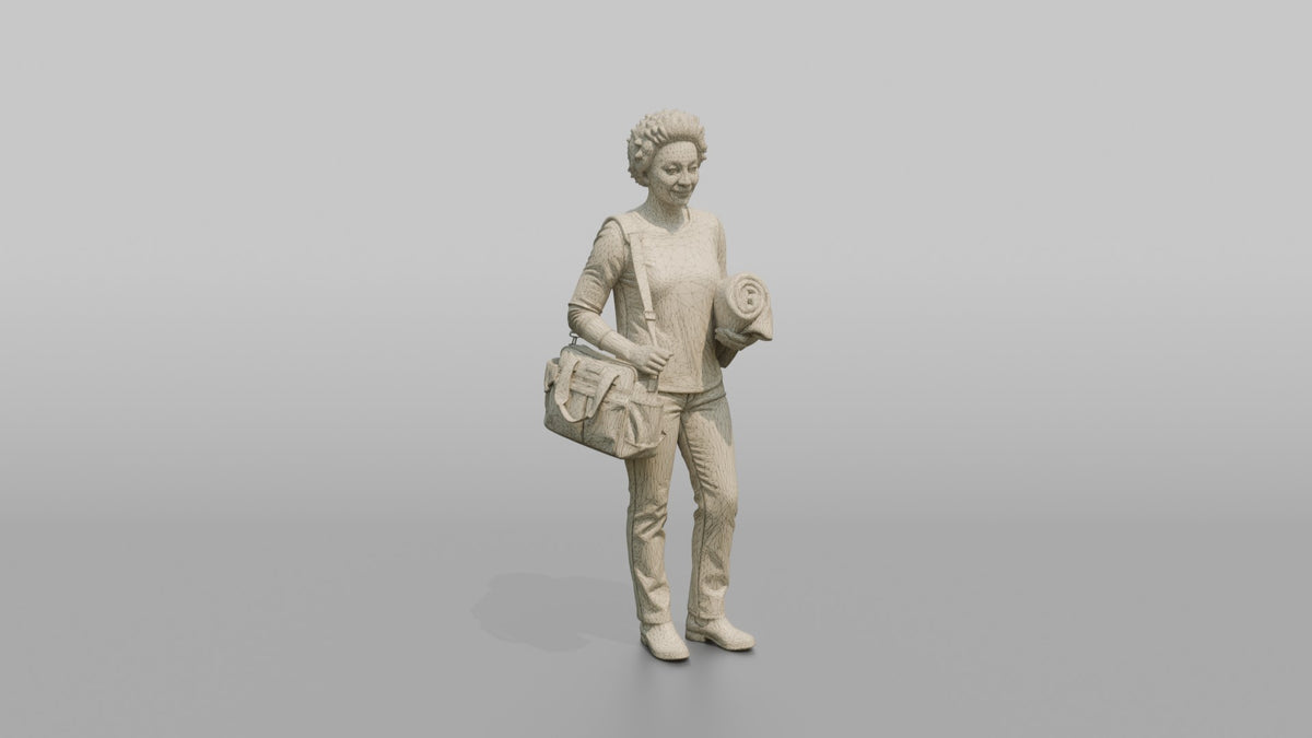 Mother Carrying A Diaper Bag Over One Shoulder - wireframe topology preview