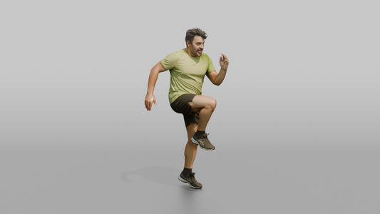 Cardio Athlete Man Doing High Knees In Place - 3D character model