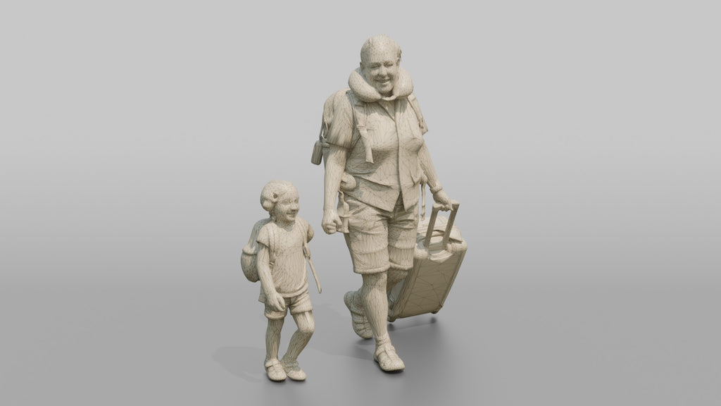 Traveler Walking With Her Child