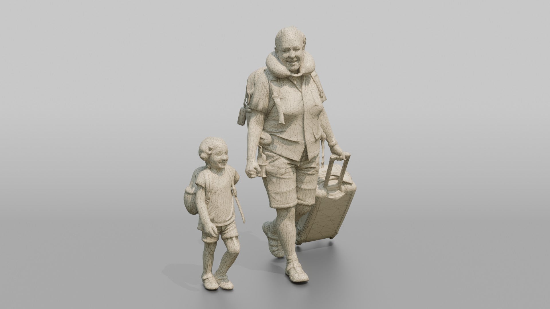 Traveler Walking With Her Child