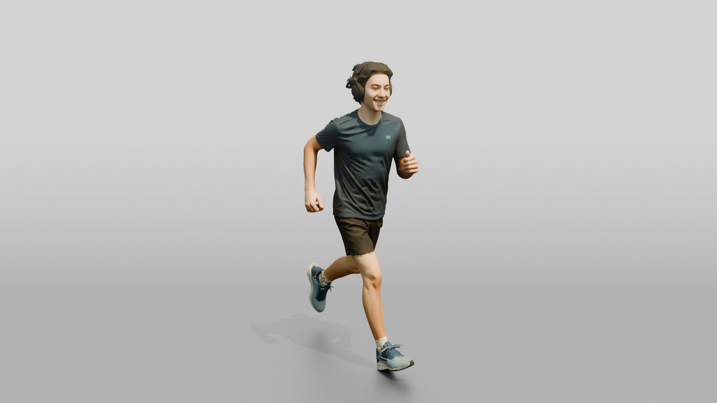 Teenage Boy Jogging with Headphones