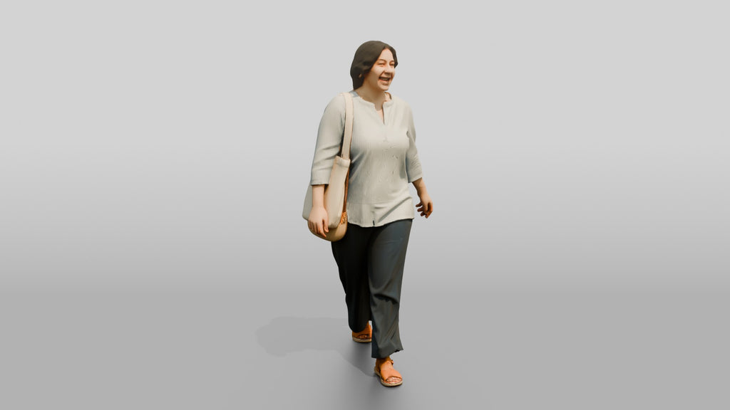 Plus-Size Young Egyptian Woman Laughing on a Shopping Street