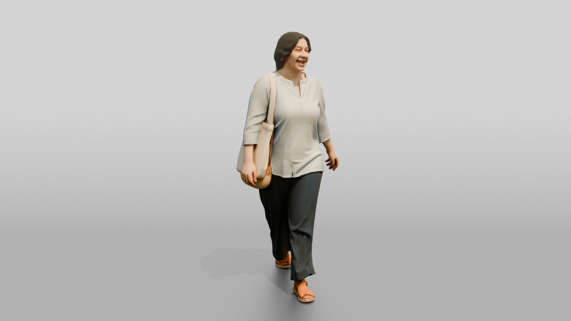 Plus-Size Young Egyptian Woman Laughing on a Shopping Street