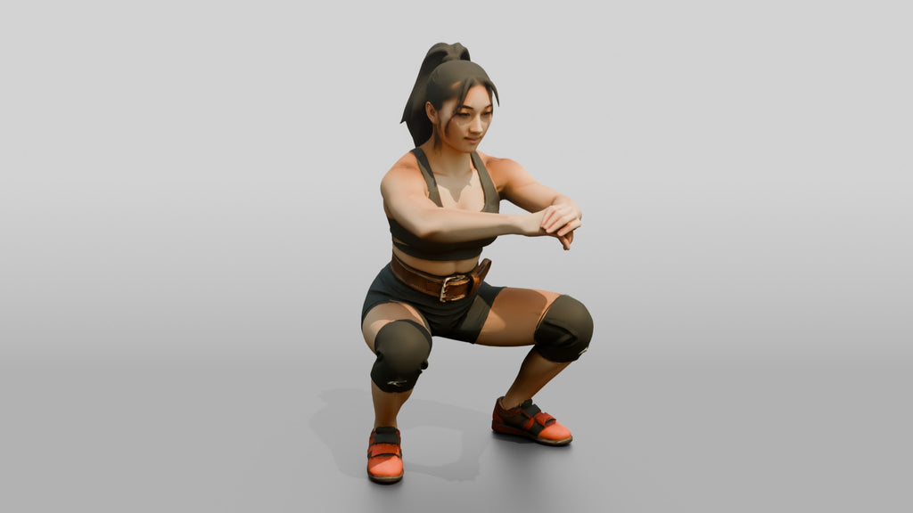 Woman in Squat with Knee Sleeves