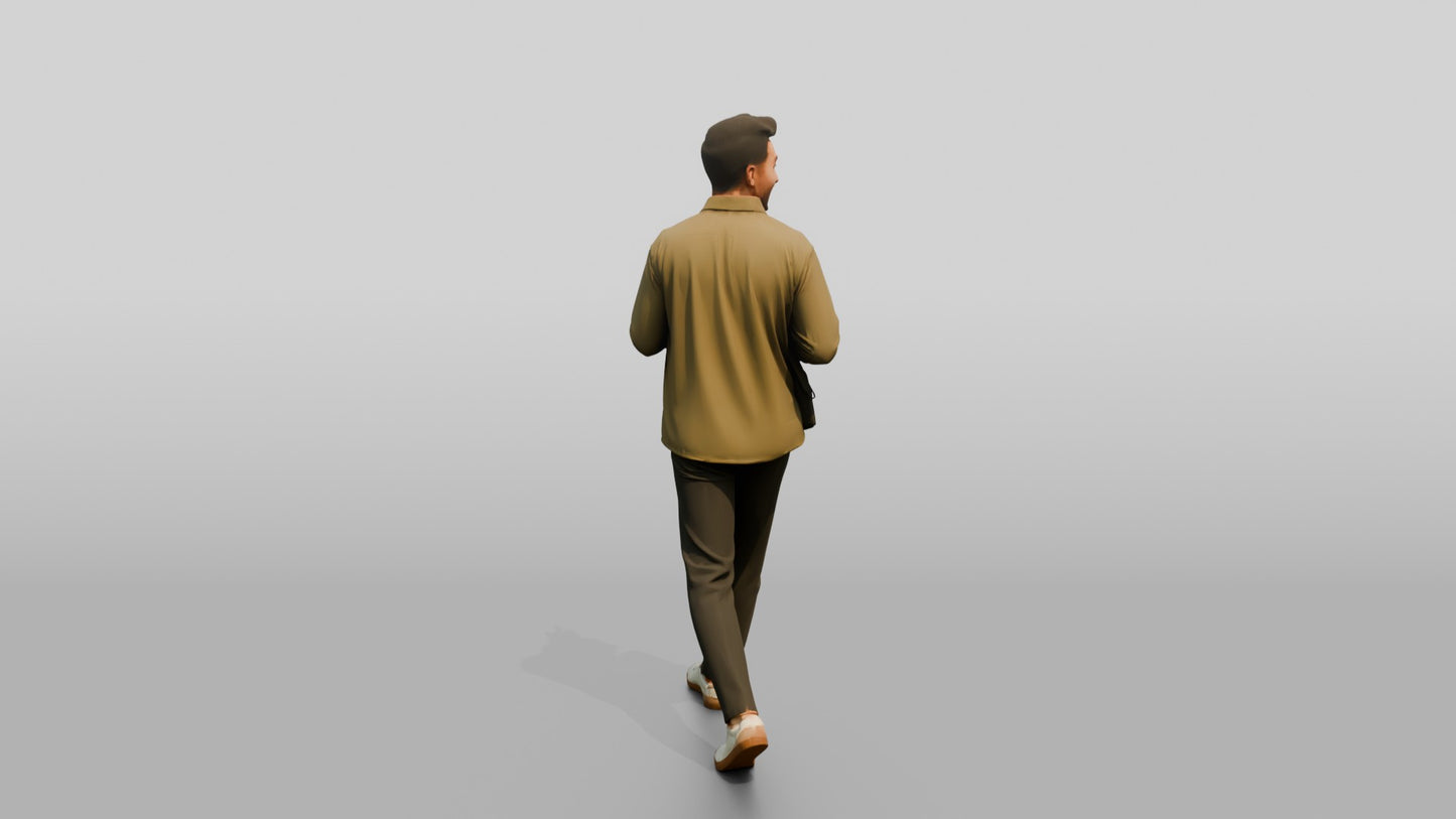 Man Walking and Laughing