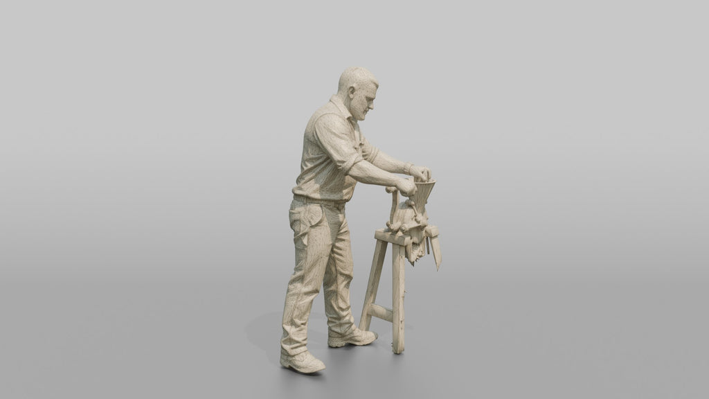 Farmer Operating Hand Cranked Corn Sheller