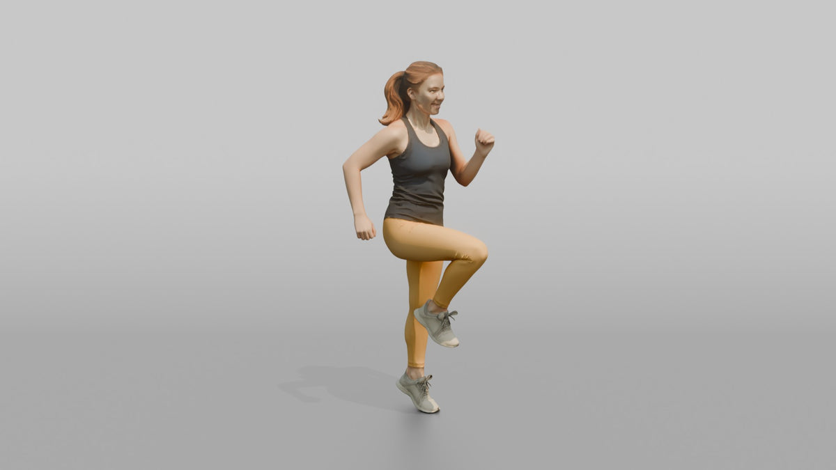 Cardio Athlete Woman Jogging In Place, Arms Bent - 3D character model