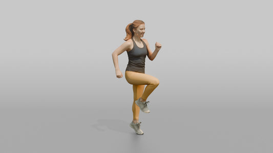 Cardio Athlete Woman Jogging In Place, Arms Bent - 3D character model