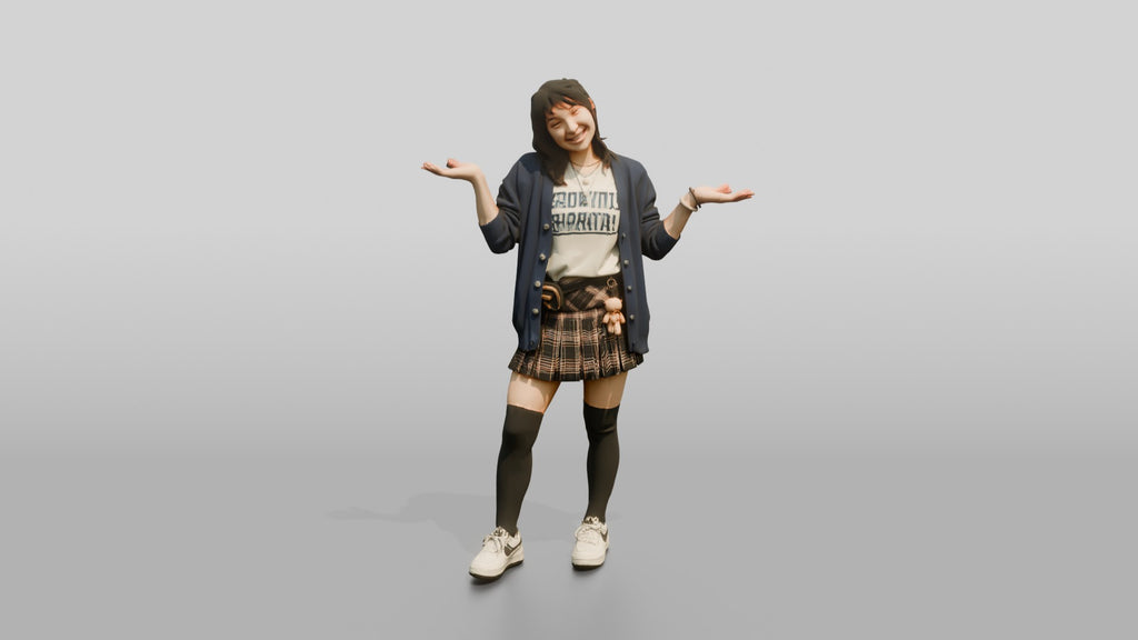 Asian Woman Shrugging Playfully