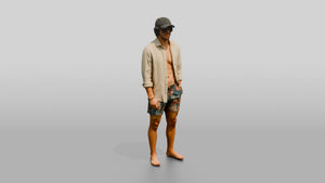 Latino Man Relaxed Pose on the Boardwalk - 3D character model, view 1