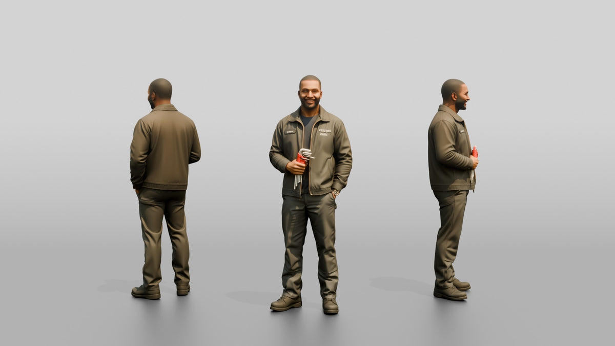 Mechanic Holding a Set of Allen Keys - 3D character model
