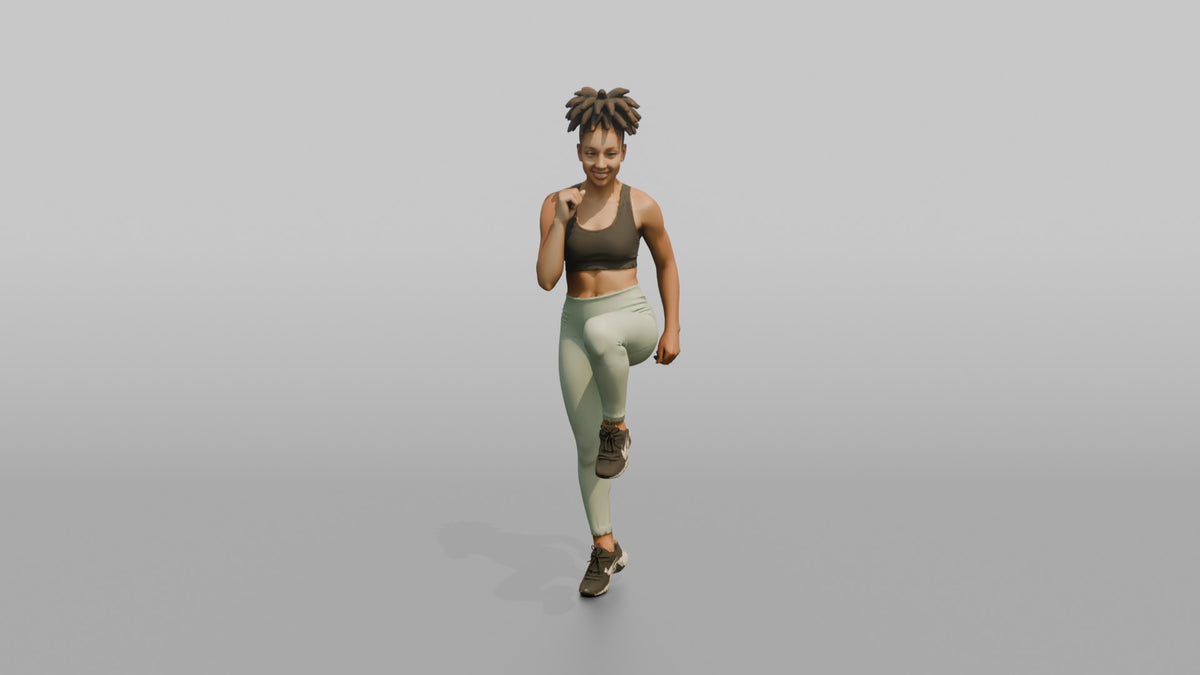 Bodyweight Athlete Woman Doing A Standing Knee Raise - 3D character model, view 5