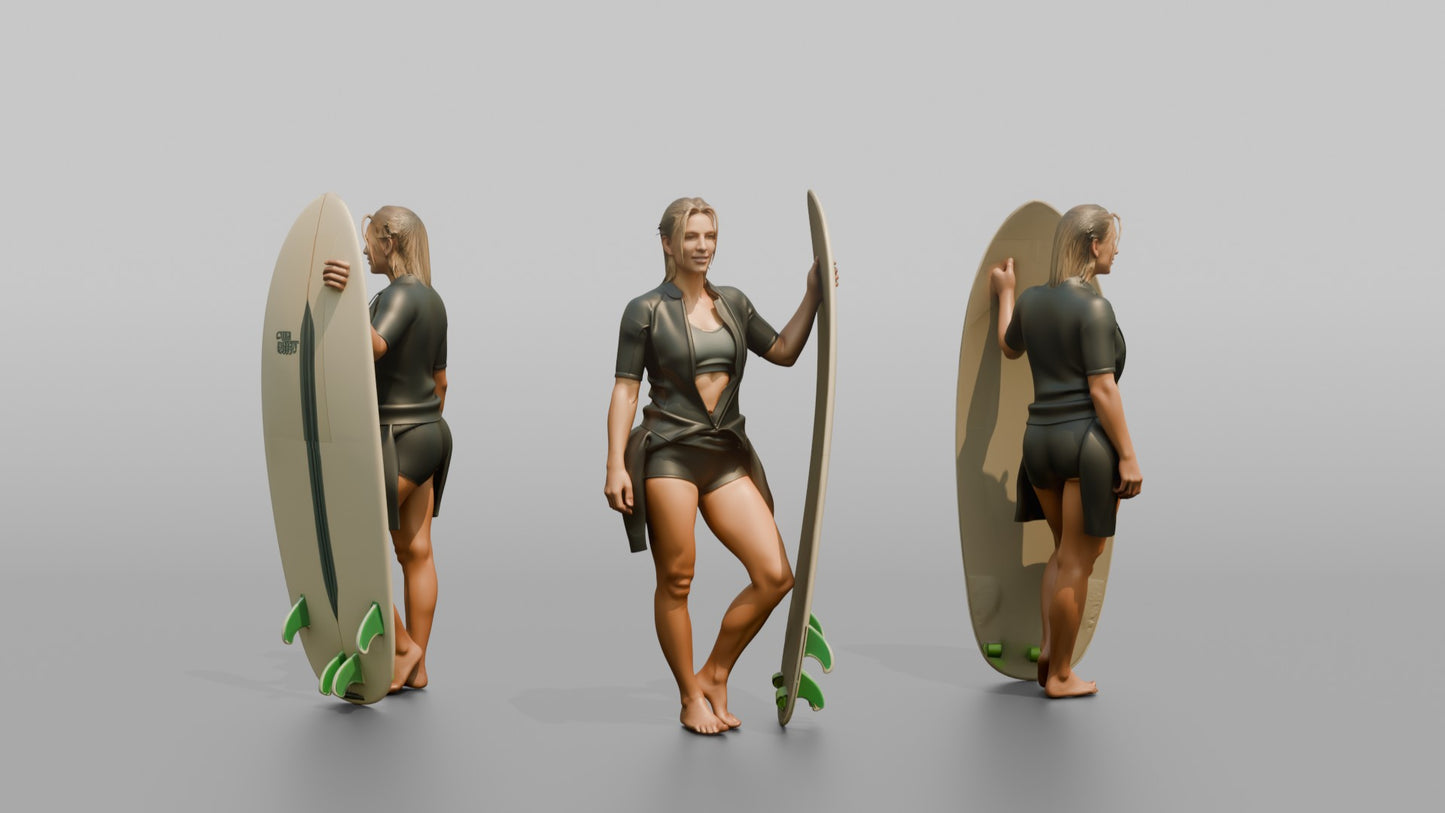 Surfer Posing with a Surfboard