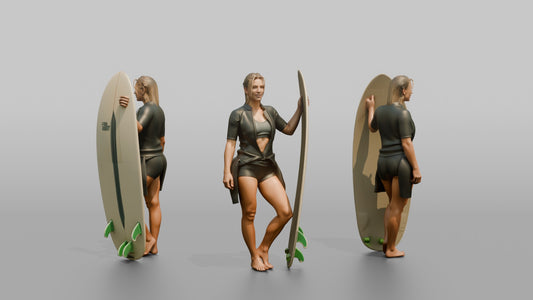 Surfer Posing with a Surfboard