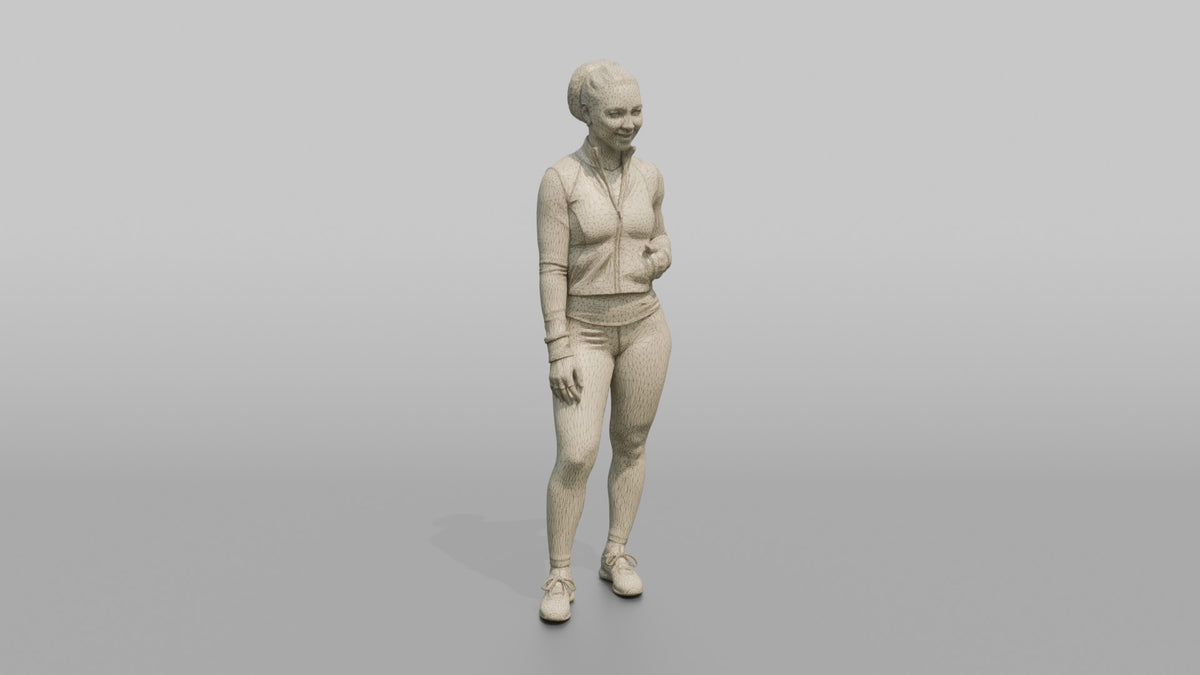 Fitness Influencer Woman Standing At A Slight Angle - wireframe topology preview