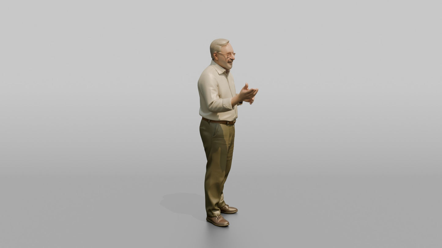 European Grandfather Standing and Chatting