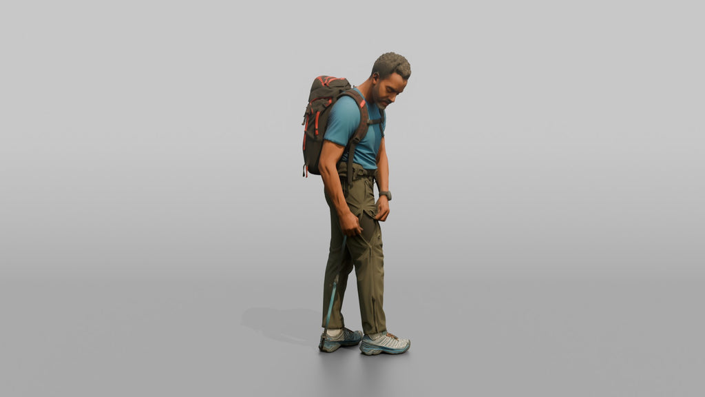 Trekker Unzipping His Trousers Vent