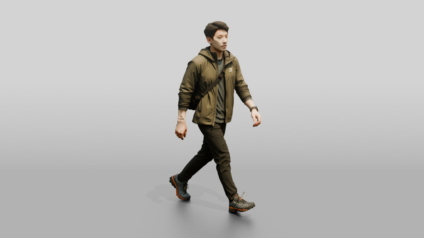 East Asian Male Walking