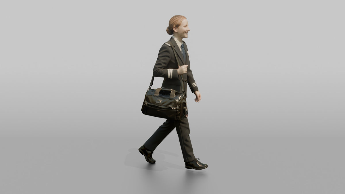 South Asian Flight Attendant Serving Hot Tea - 3D character model, view 2