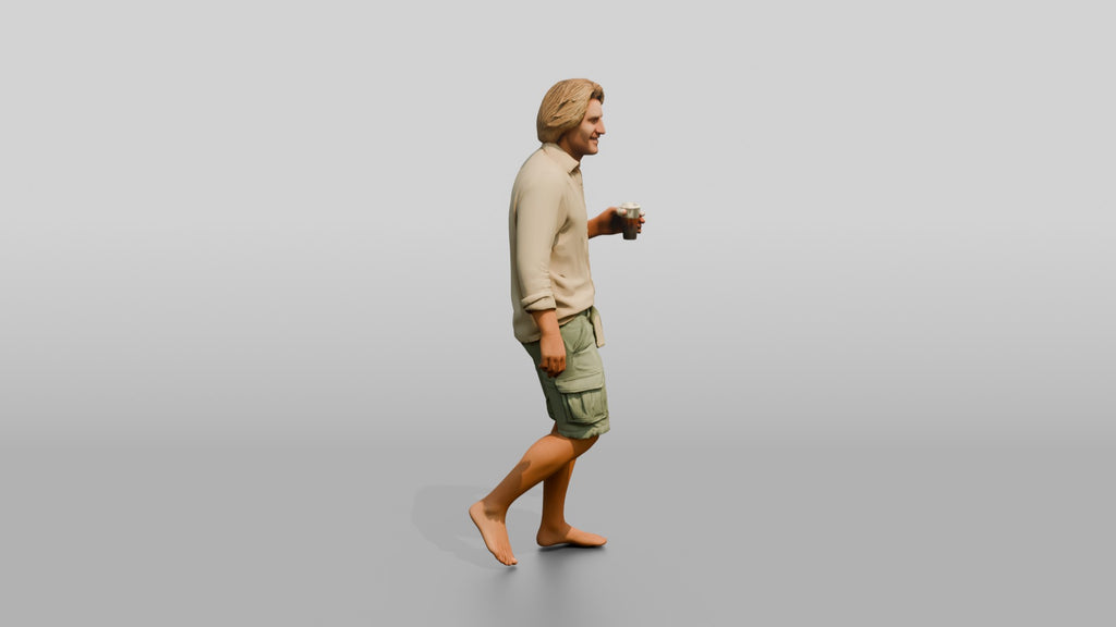 Man with a Drink in Linen Shorts